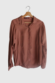 Rose Silk Long Sleeve Button Up