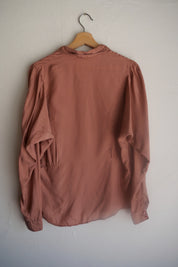 Rose Silk Long Sleeve Button Up
