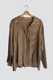 Beige Silk One Pocket Top
