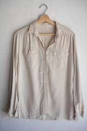 Creme Raw Silk Button Up