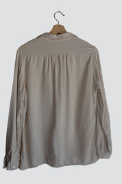 Creme Raw Silk Button Up