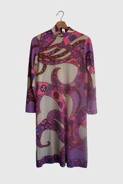 1960s Pink + Purple Sweater Dress 01