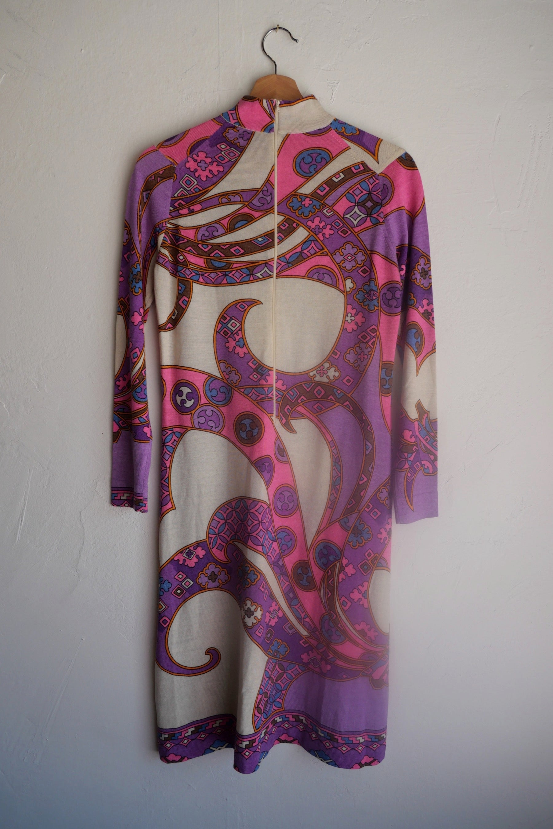 1960s Pink + Purple Sweater Dress 01