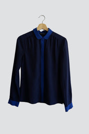 Navy + Cobalt Collar Blouse
