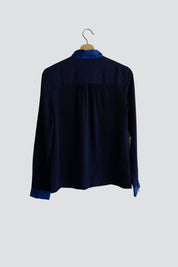 Navy + Cobalt Collar Blouse