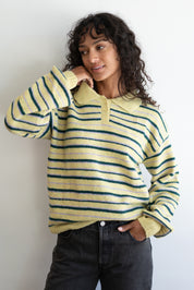 Yellow Stripe Polo Sweater