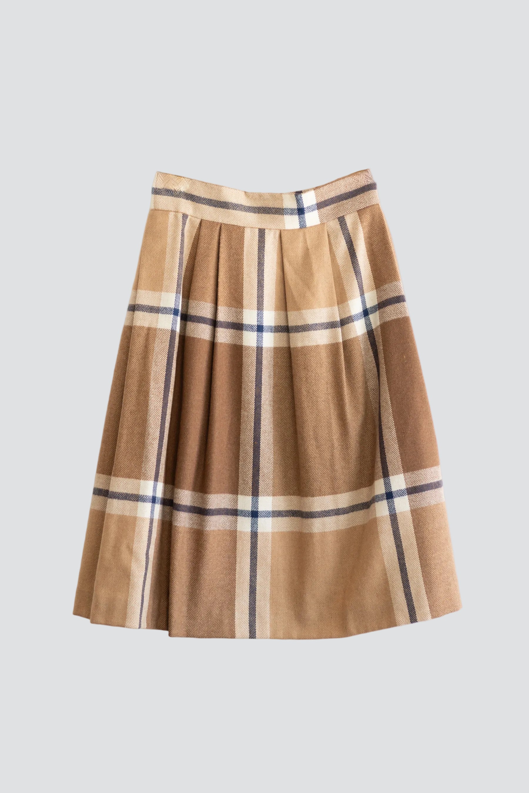 Tan Wool Plaid Skirt