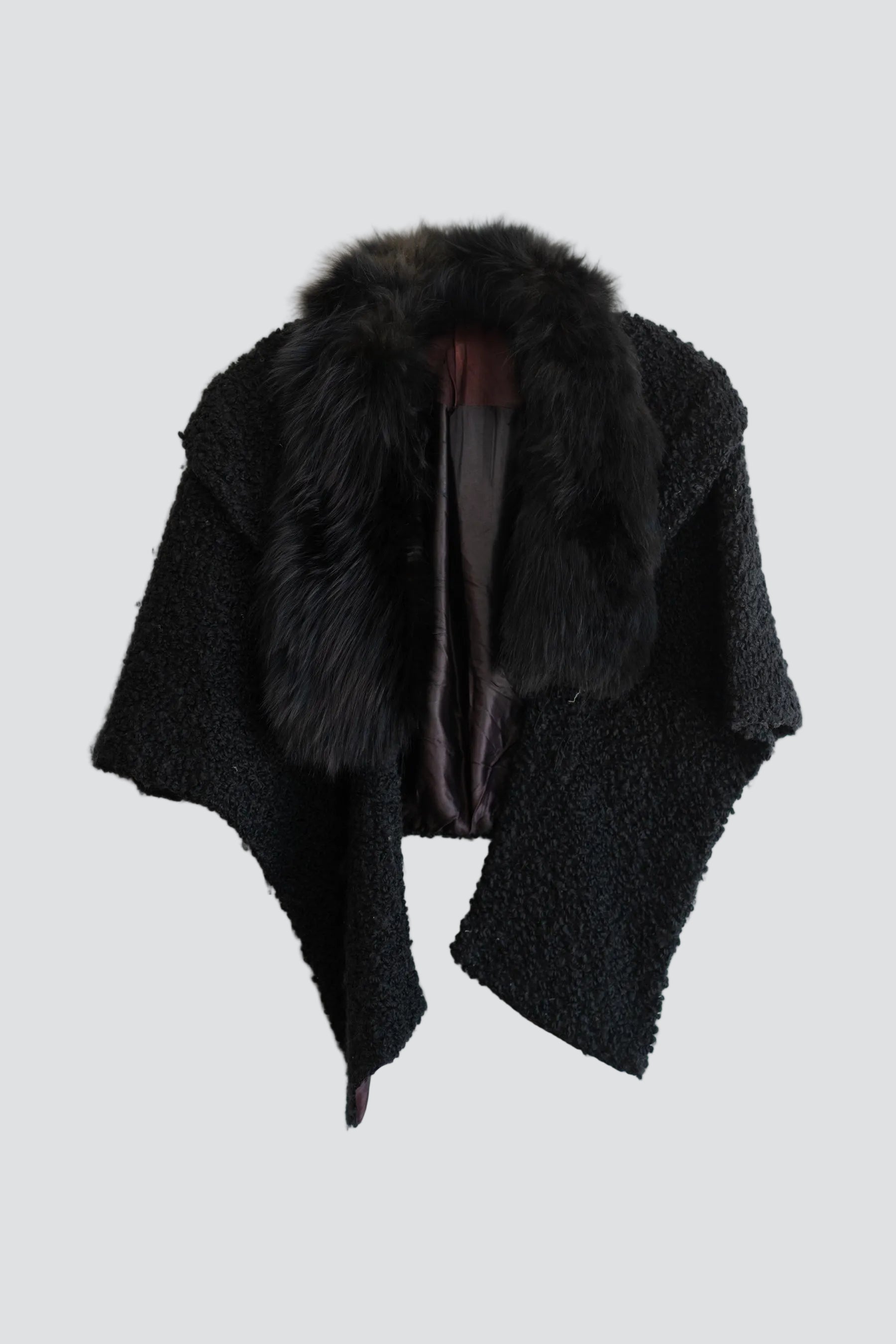 Black Fur Boucle Capelet