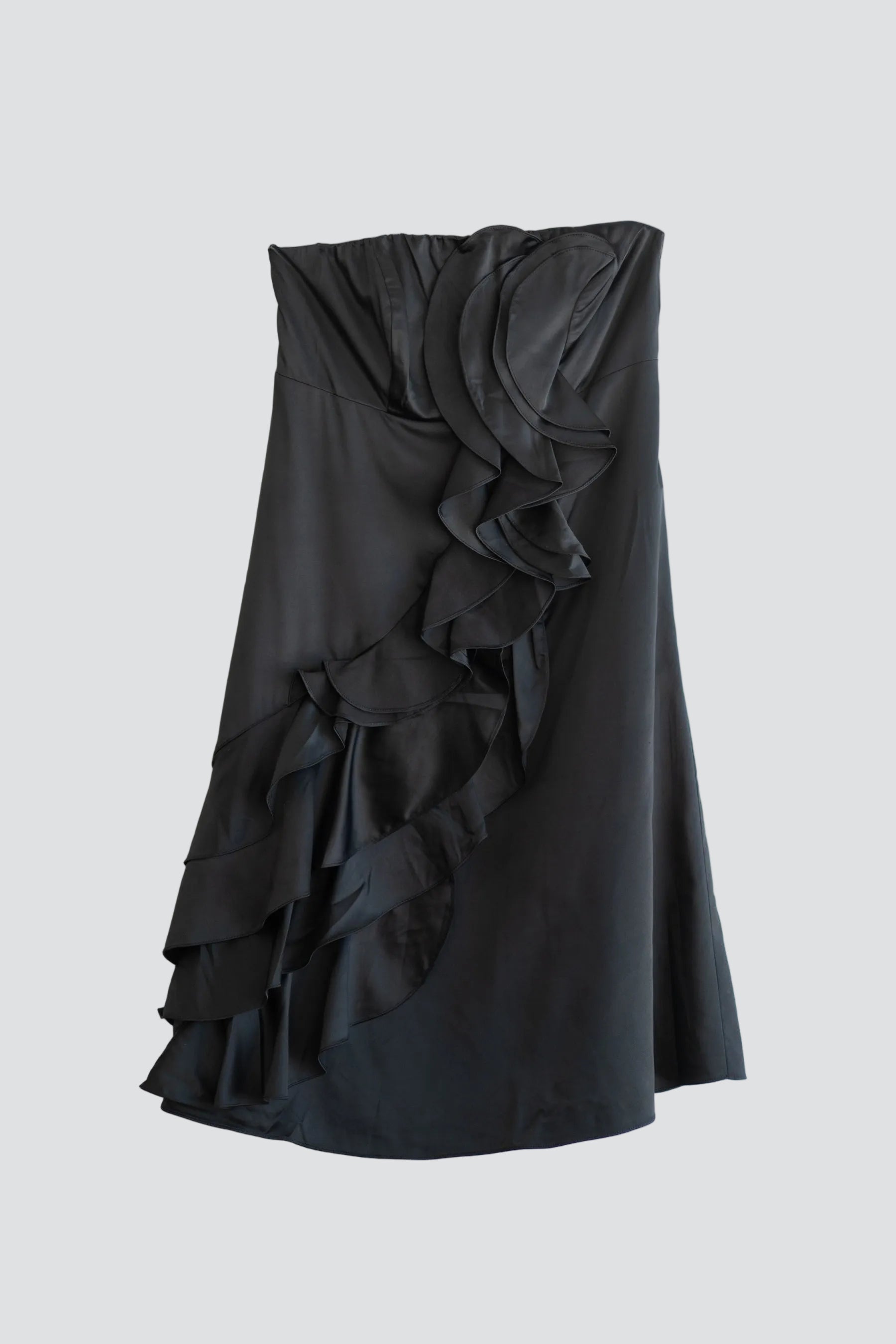 Black Ruffle Tube Dress
