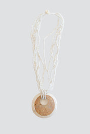 White Beaded Stone Necklace