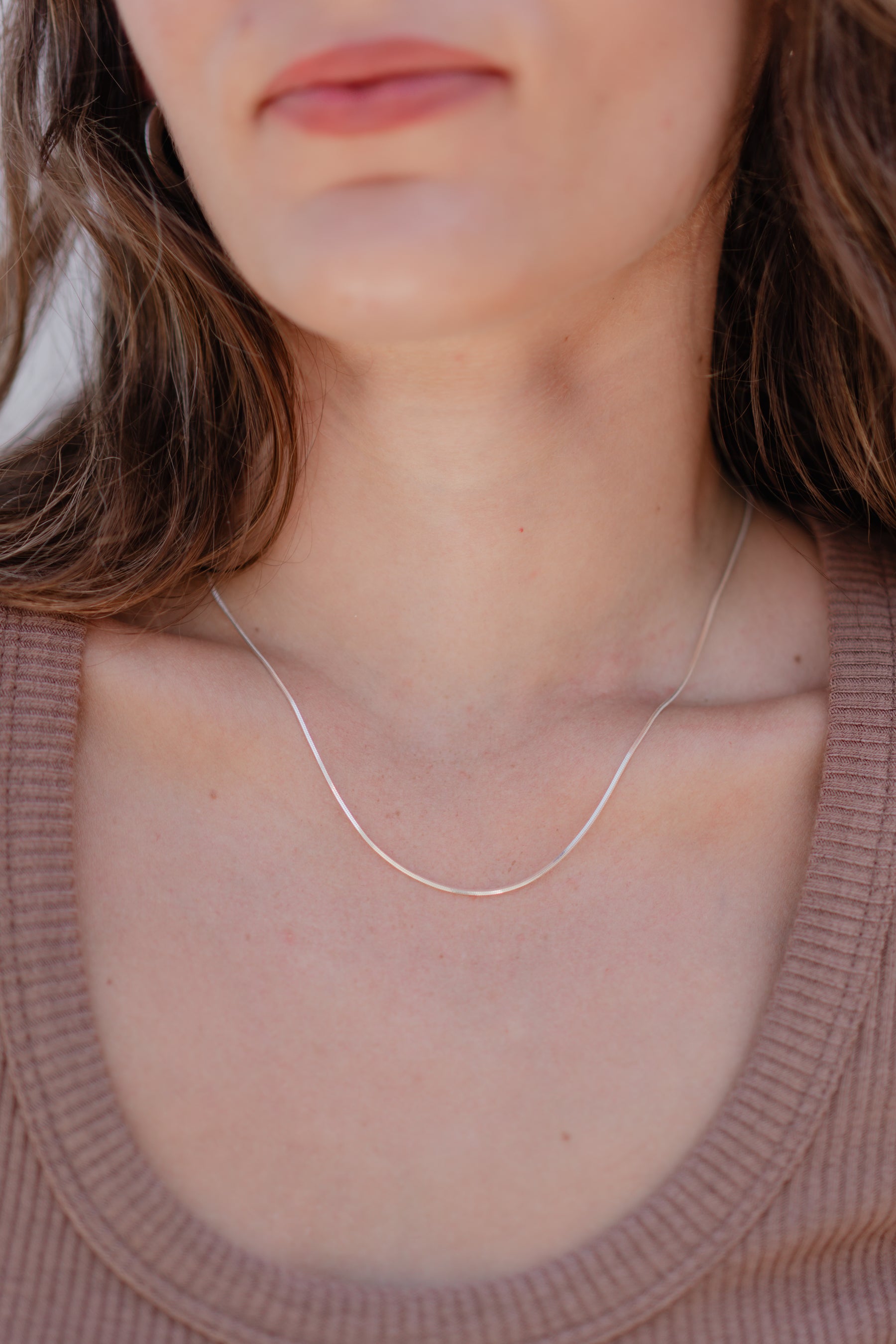 Silver Thin Herringbone Chain