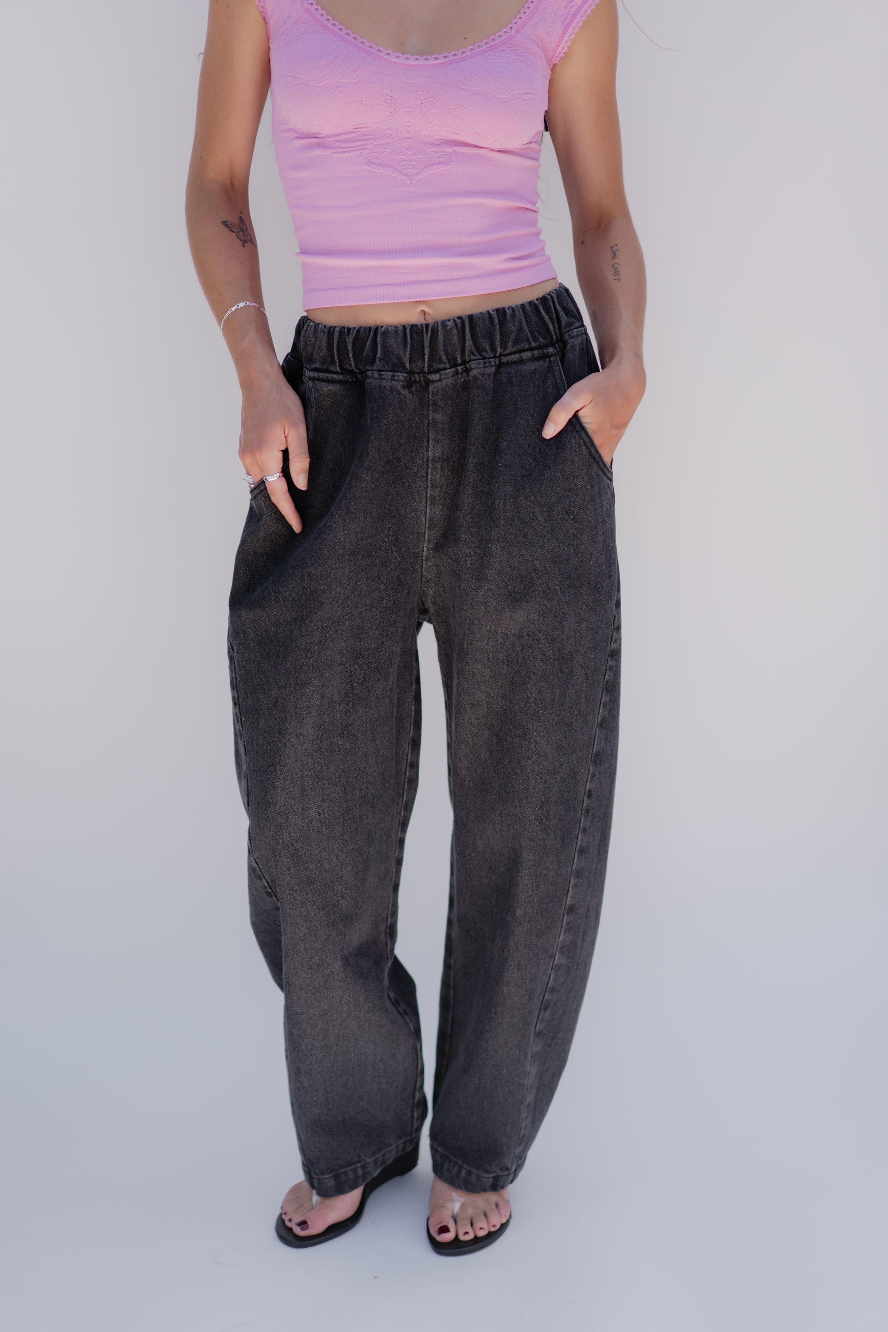Black Denim Arc Pant