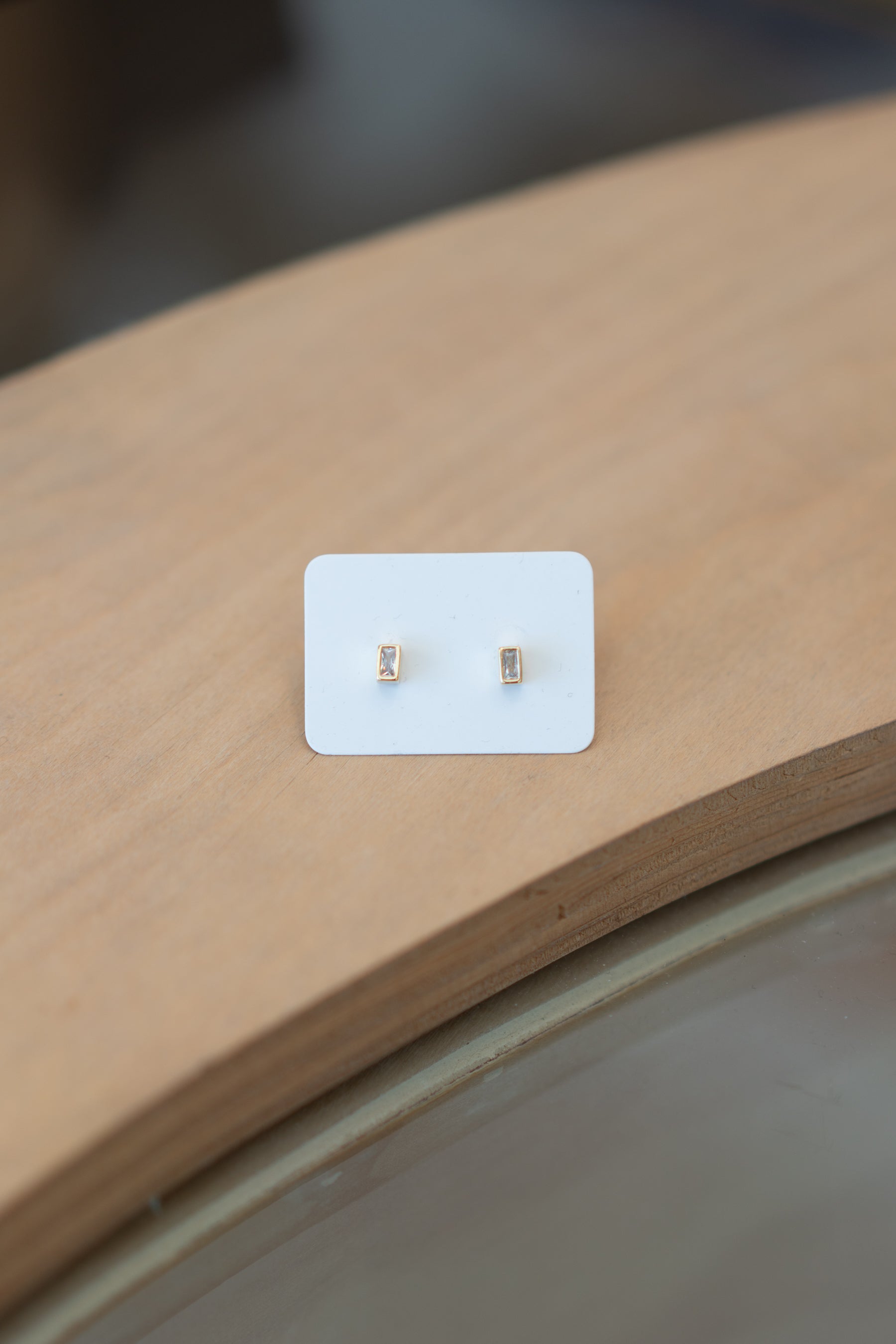 Gold CZ Baguette Studs