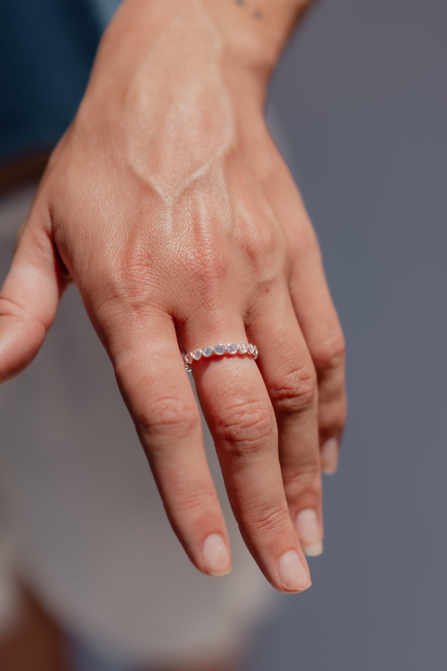 Silver Bezel CZ Band