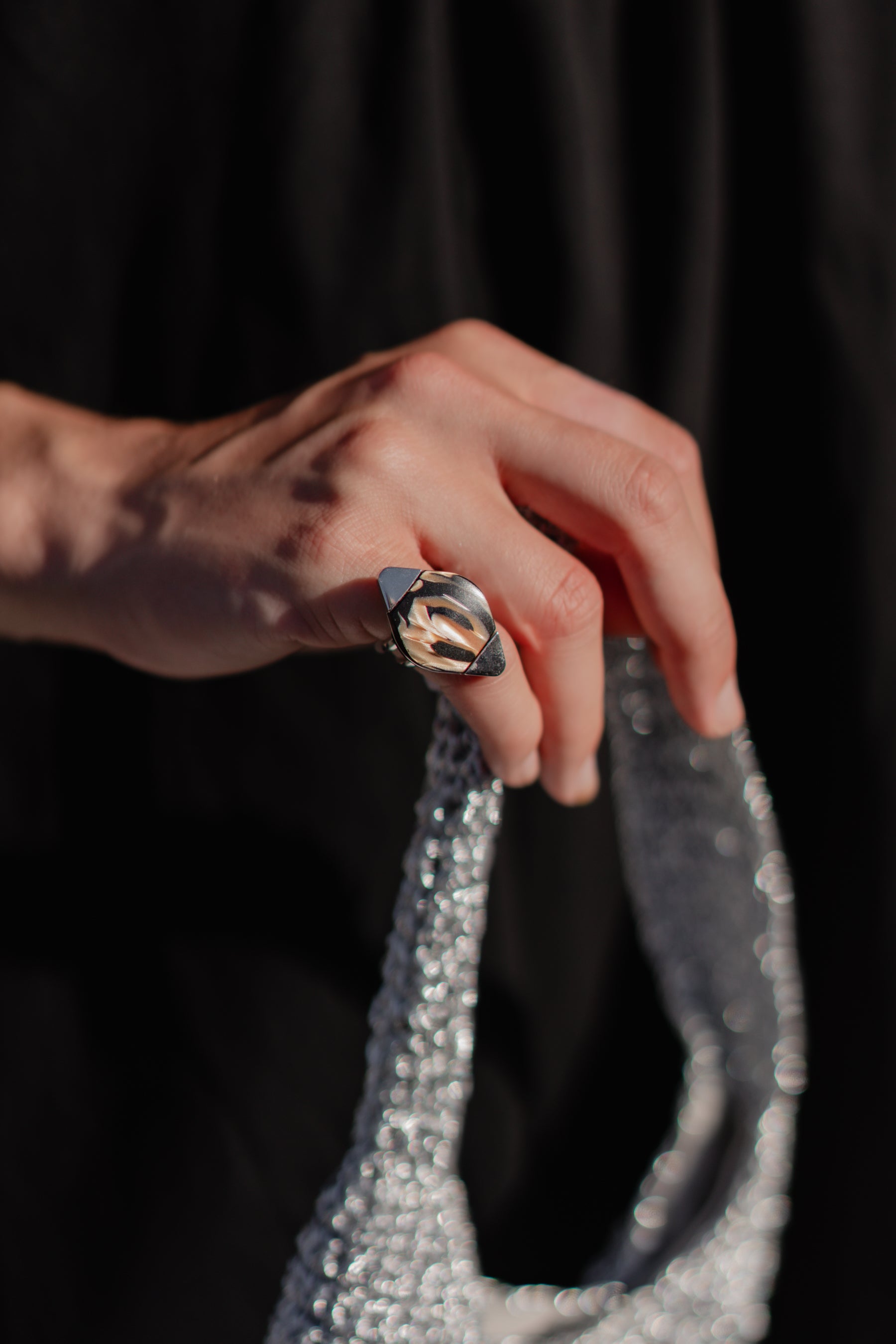 Silver Pointed Oval Ring