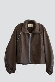 Coffee Zipper Short Jacket