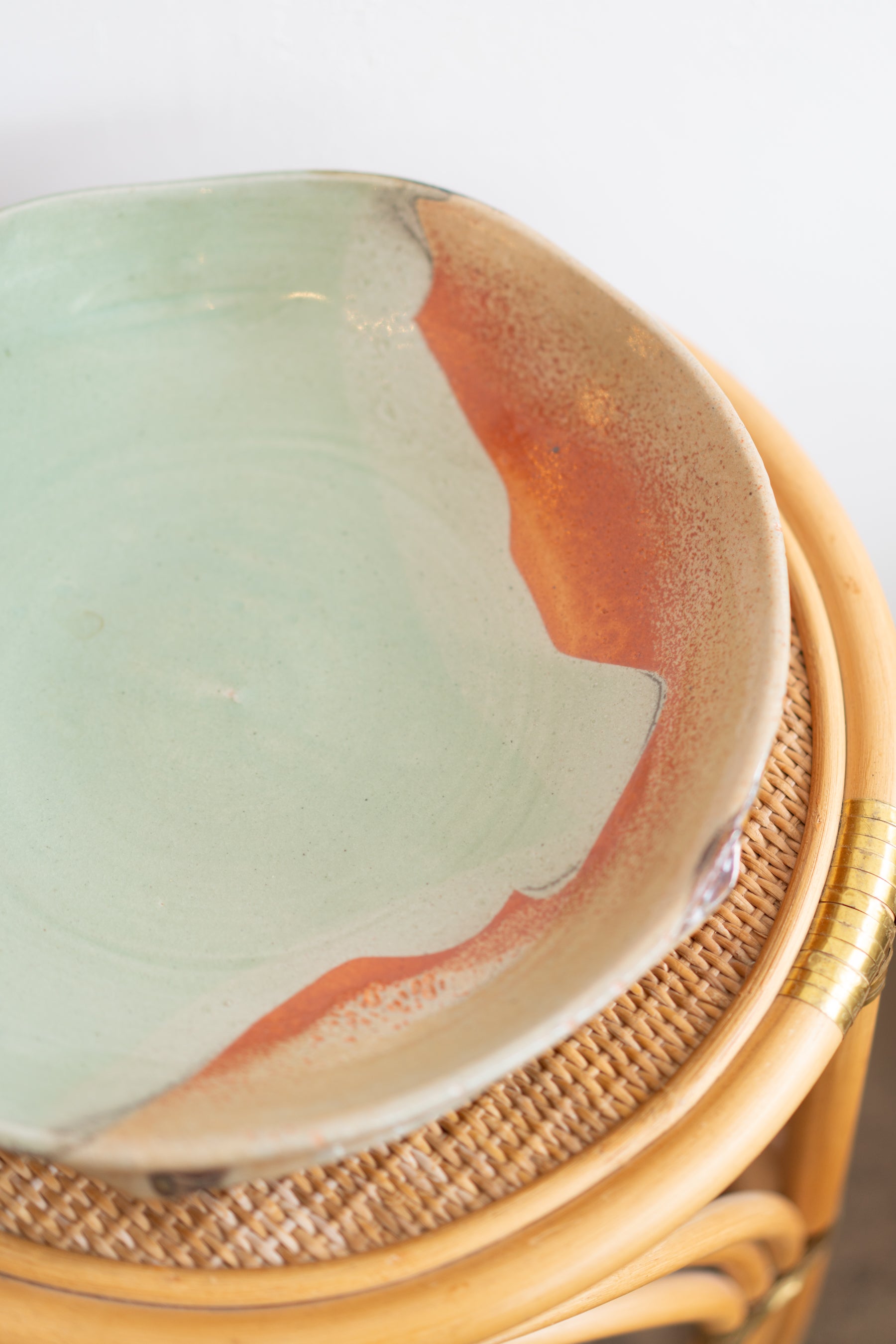 Sage + Rust Glazed Serving Bowl