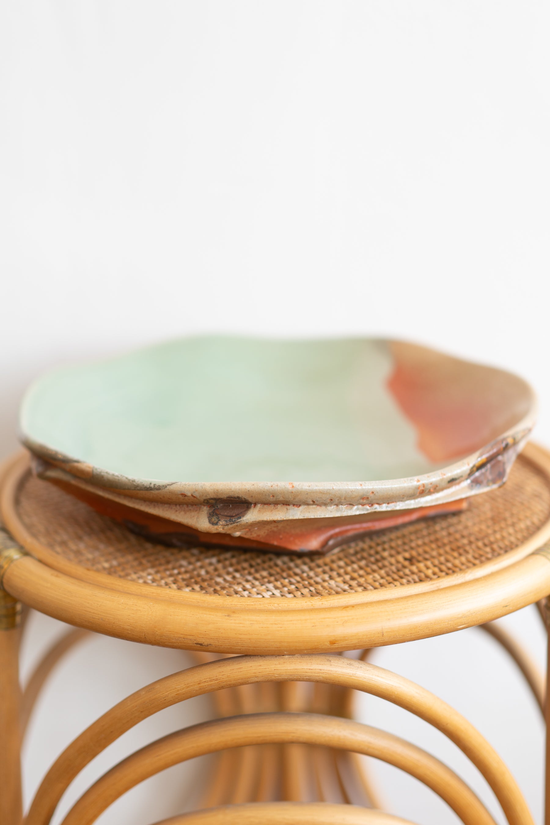 Sage + Rust Glazed Serving Bowl
