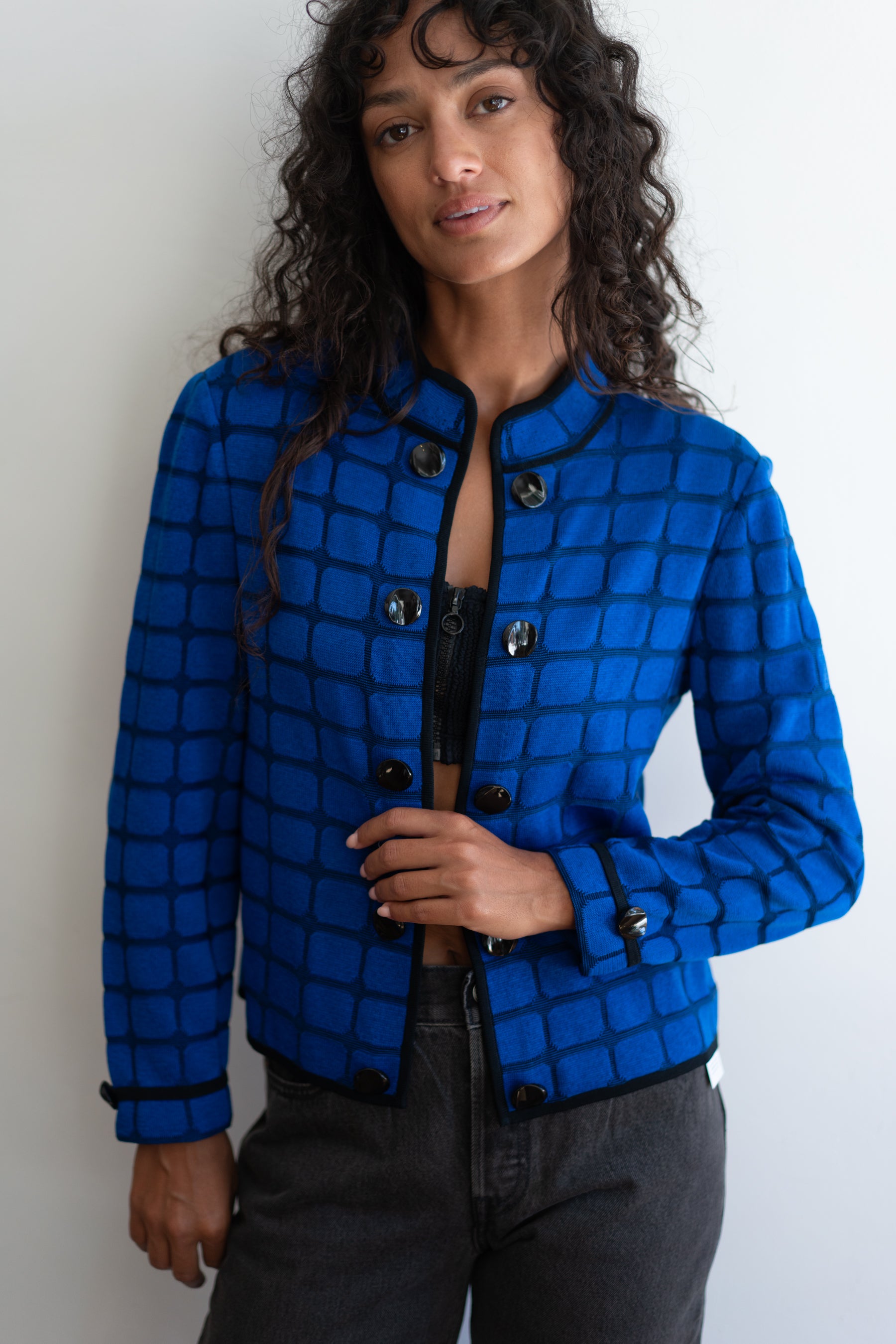 Blue & Black Knit Cardigan