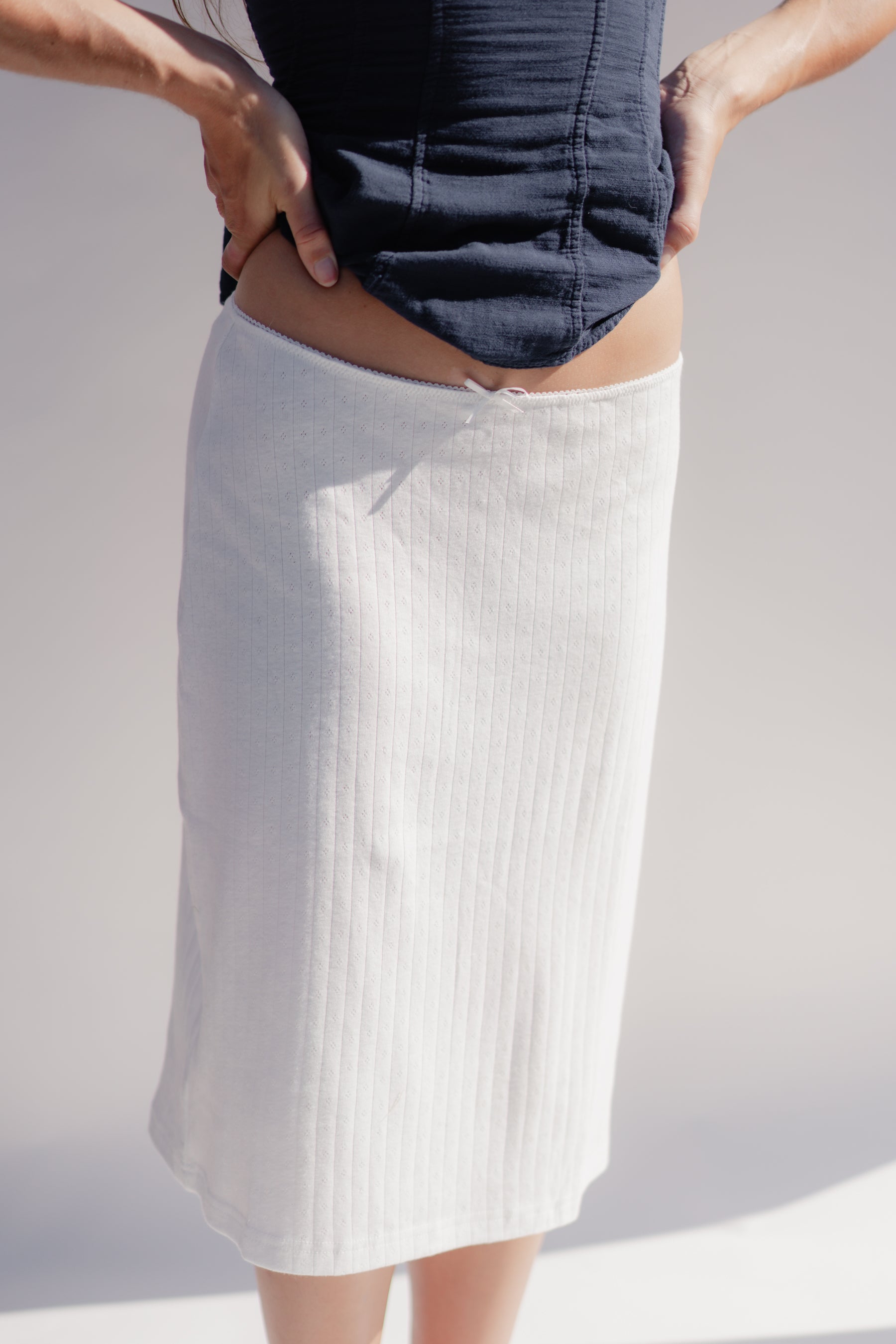 White Pointelle Langley Skirt