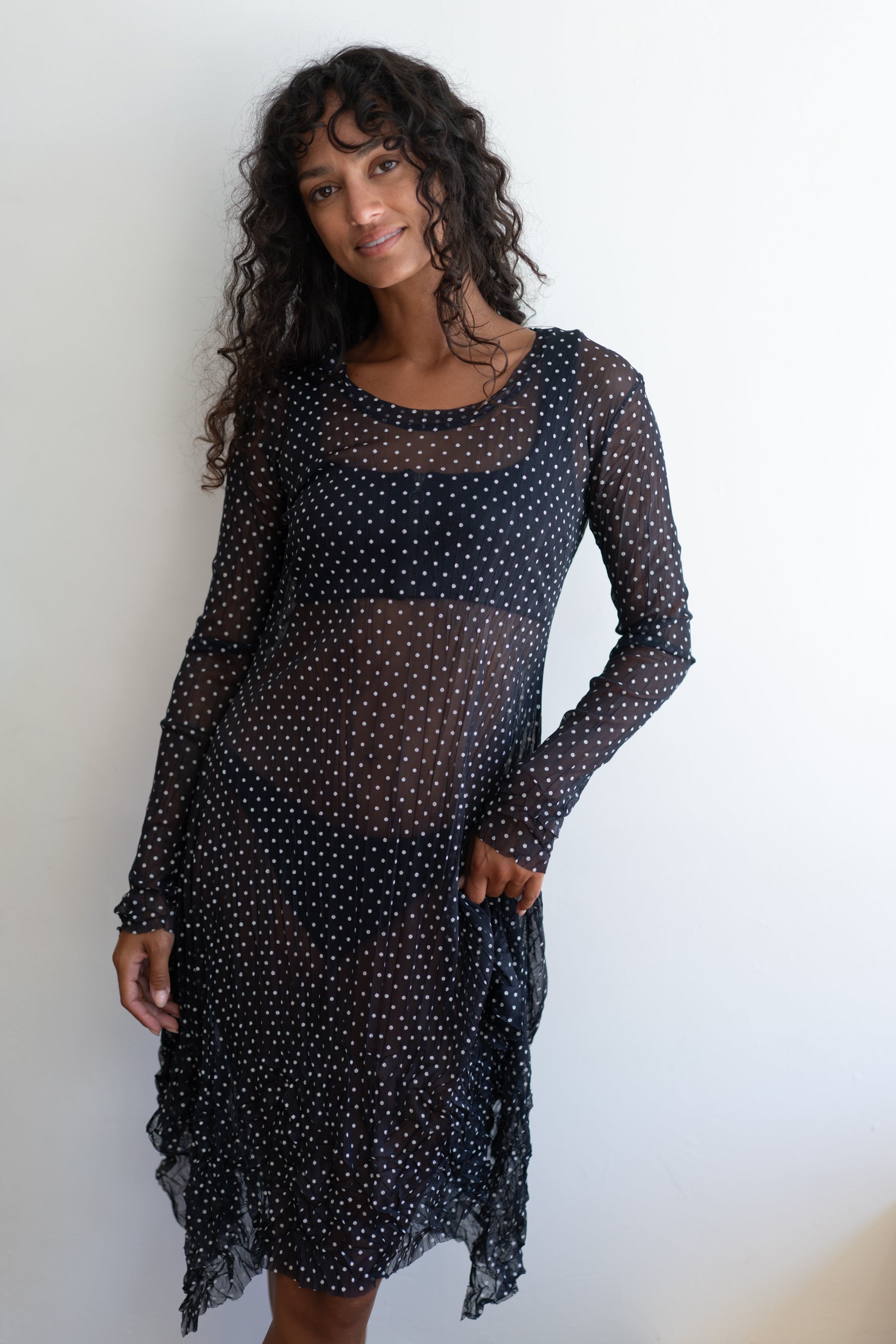 Black Polka Dot Mesh Dress