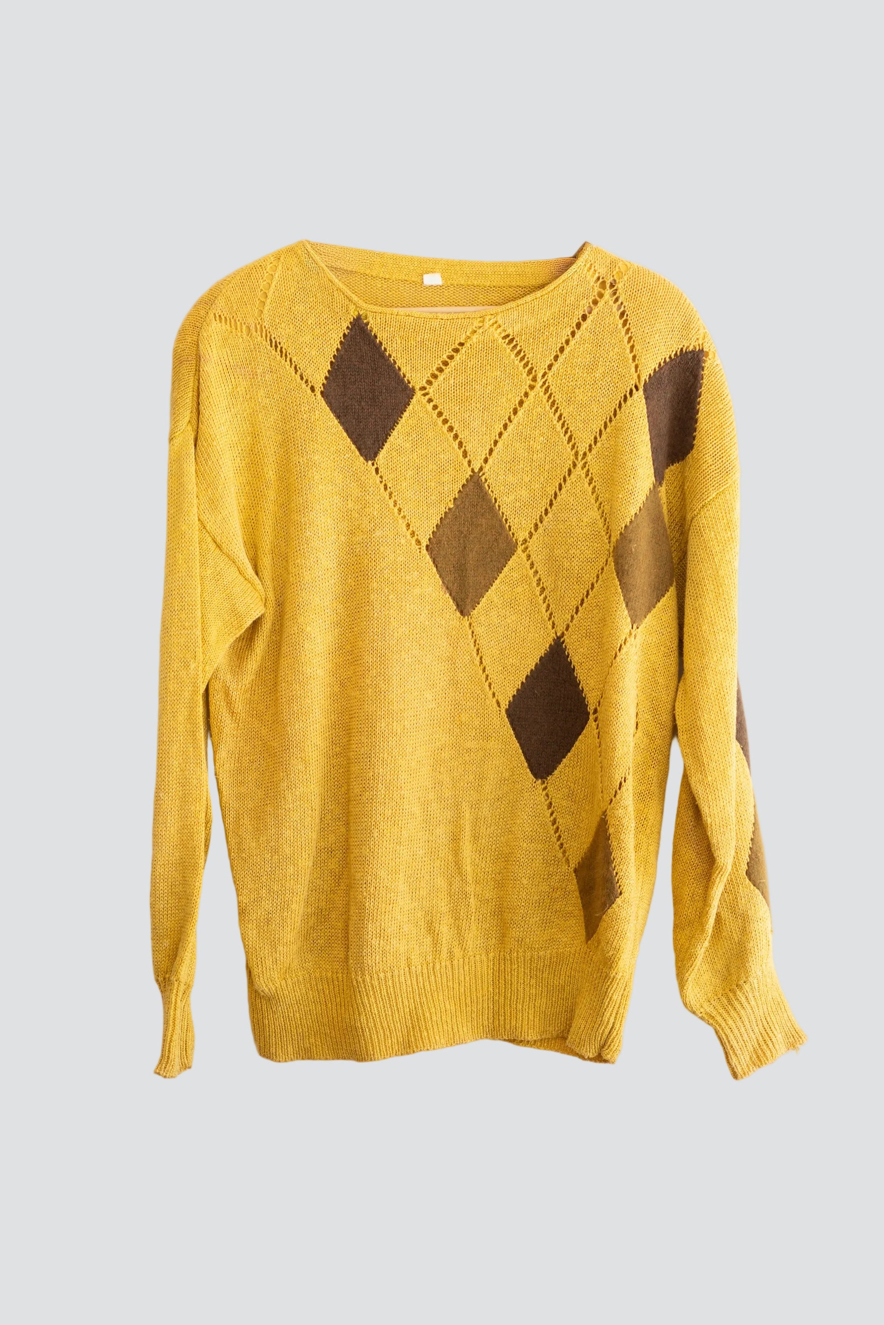 Yellow + Brown Argyle Sweater
