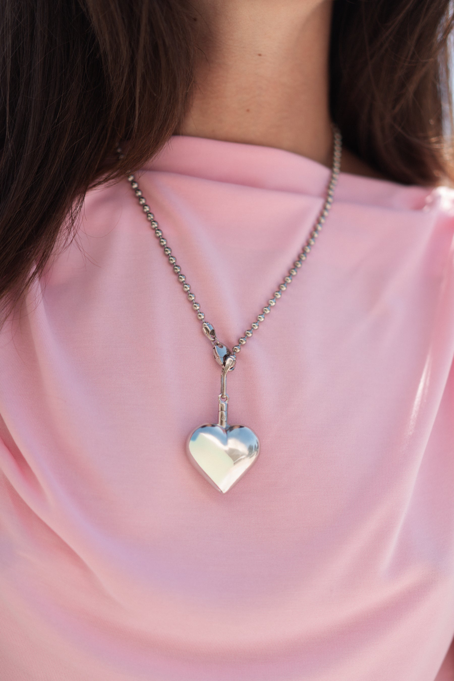 Silver Puffed Heart II Necklace