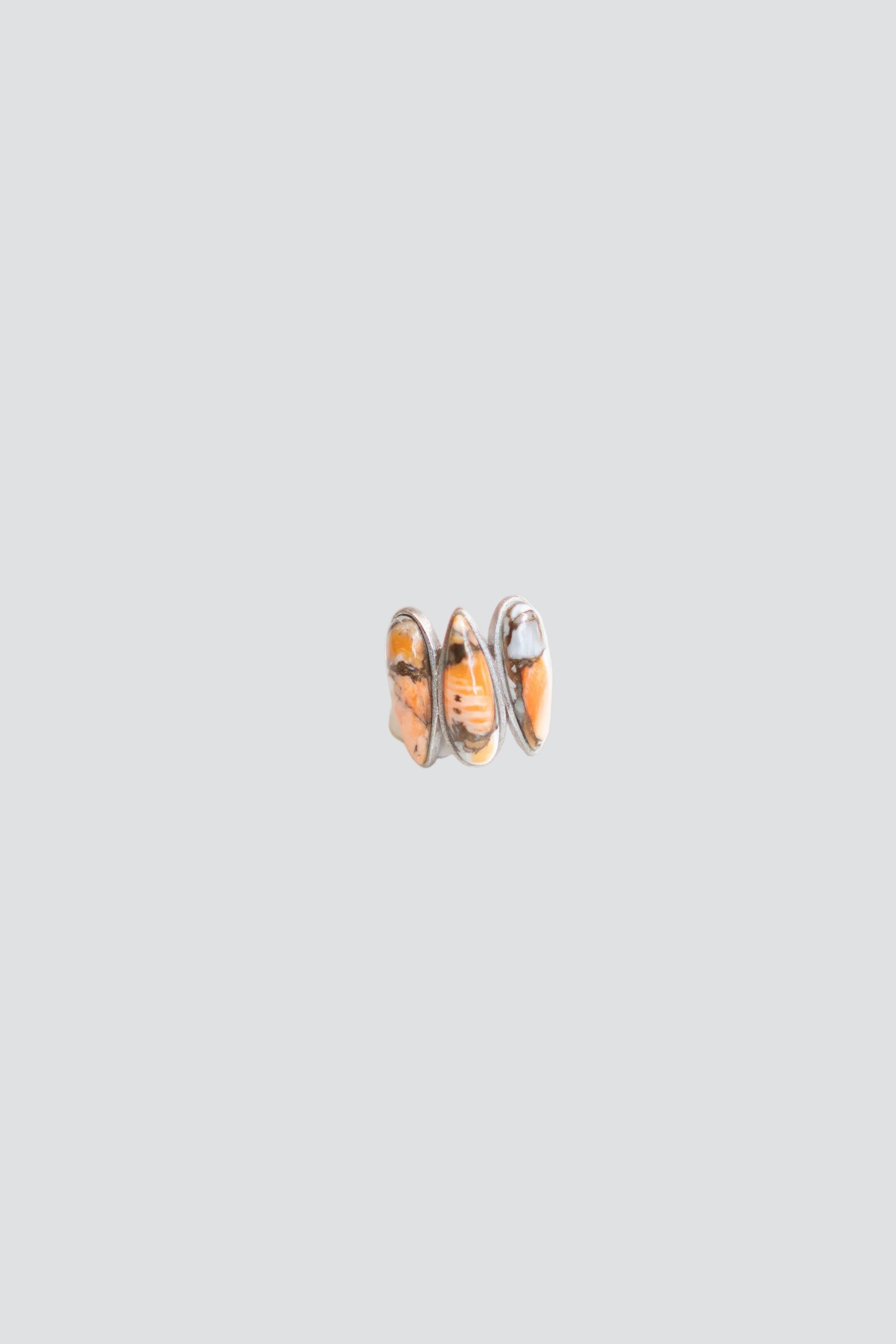 Silver Orange Stones Ring