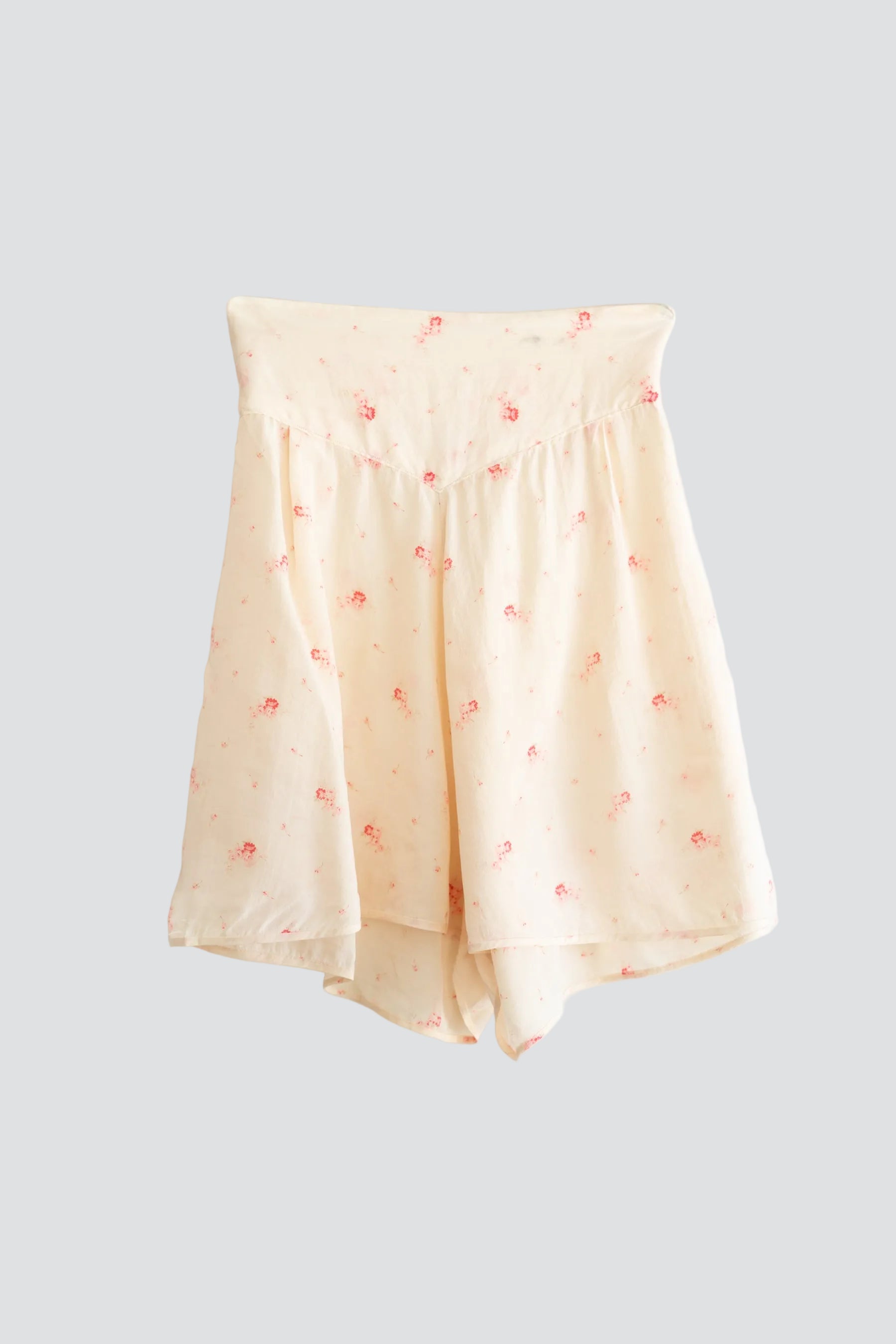 Creme Silk Floral Shorts
