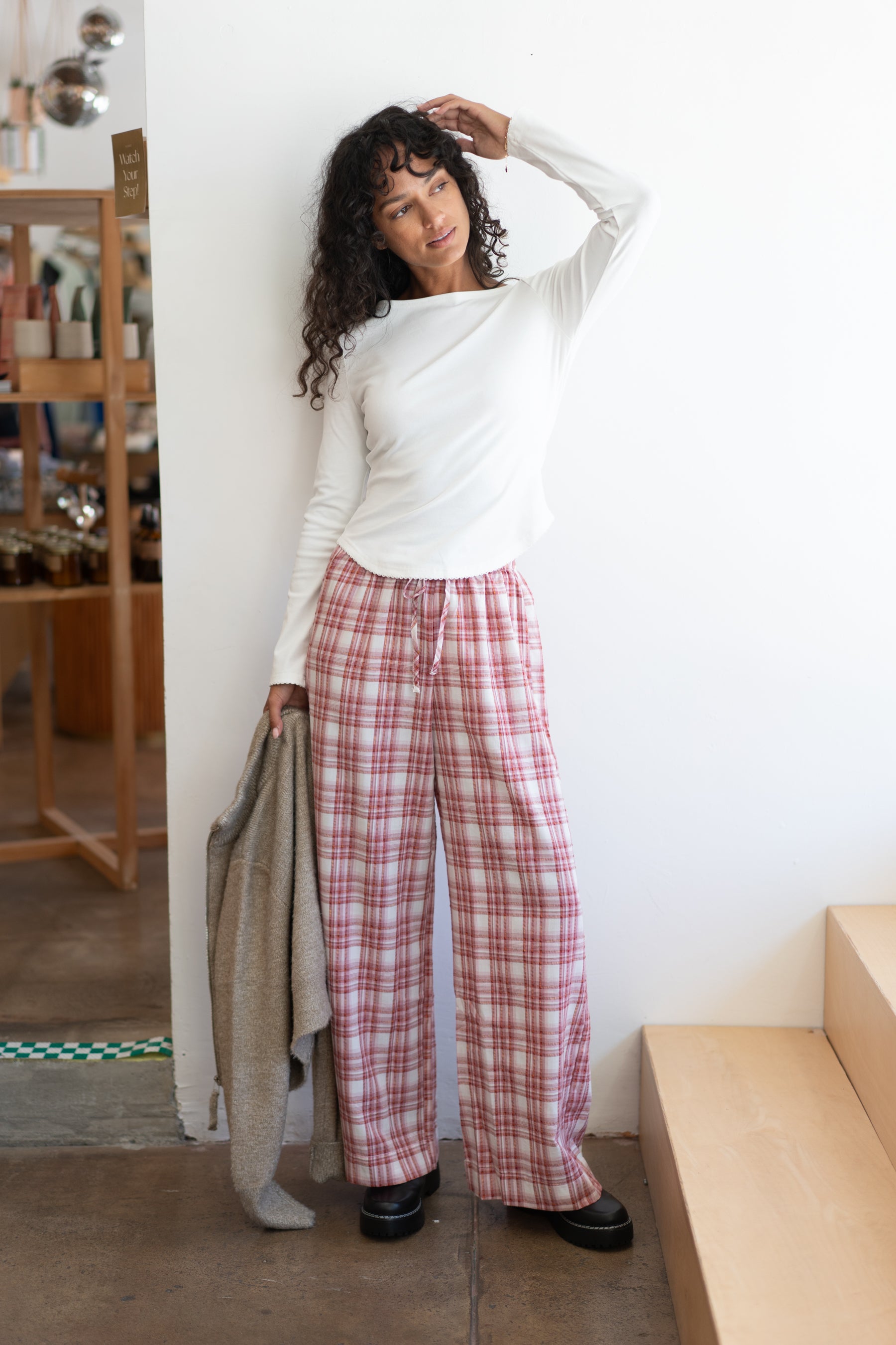 Plum Check Chelsea Pant