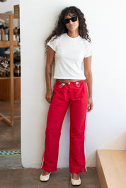 Red Surf Style Stripe Pant