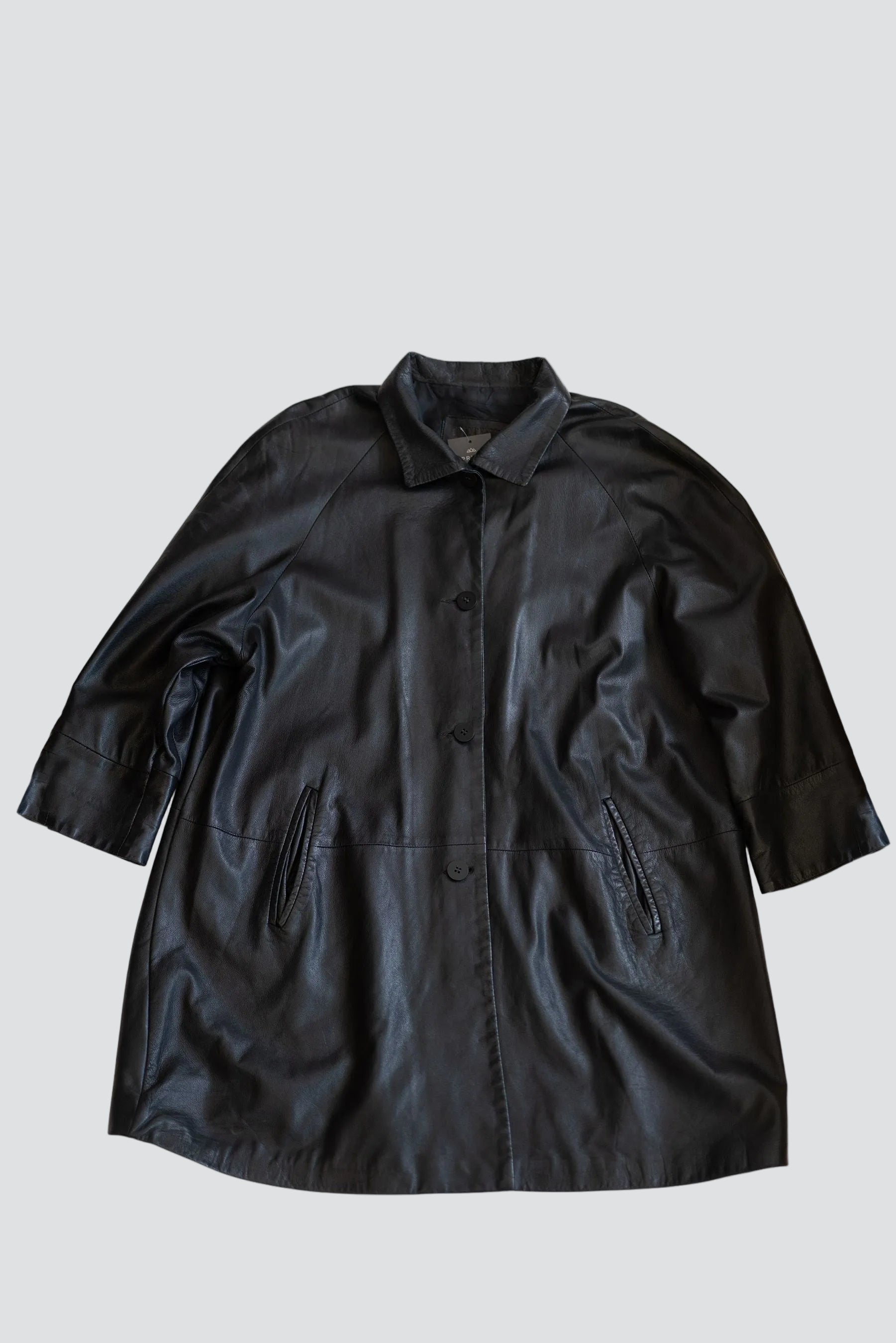 Black Leather Midi Coat