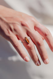 Silver Pointed Stone Ring