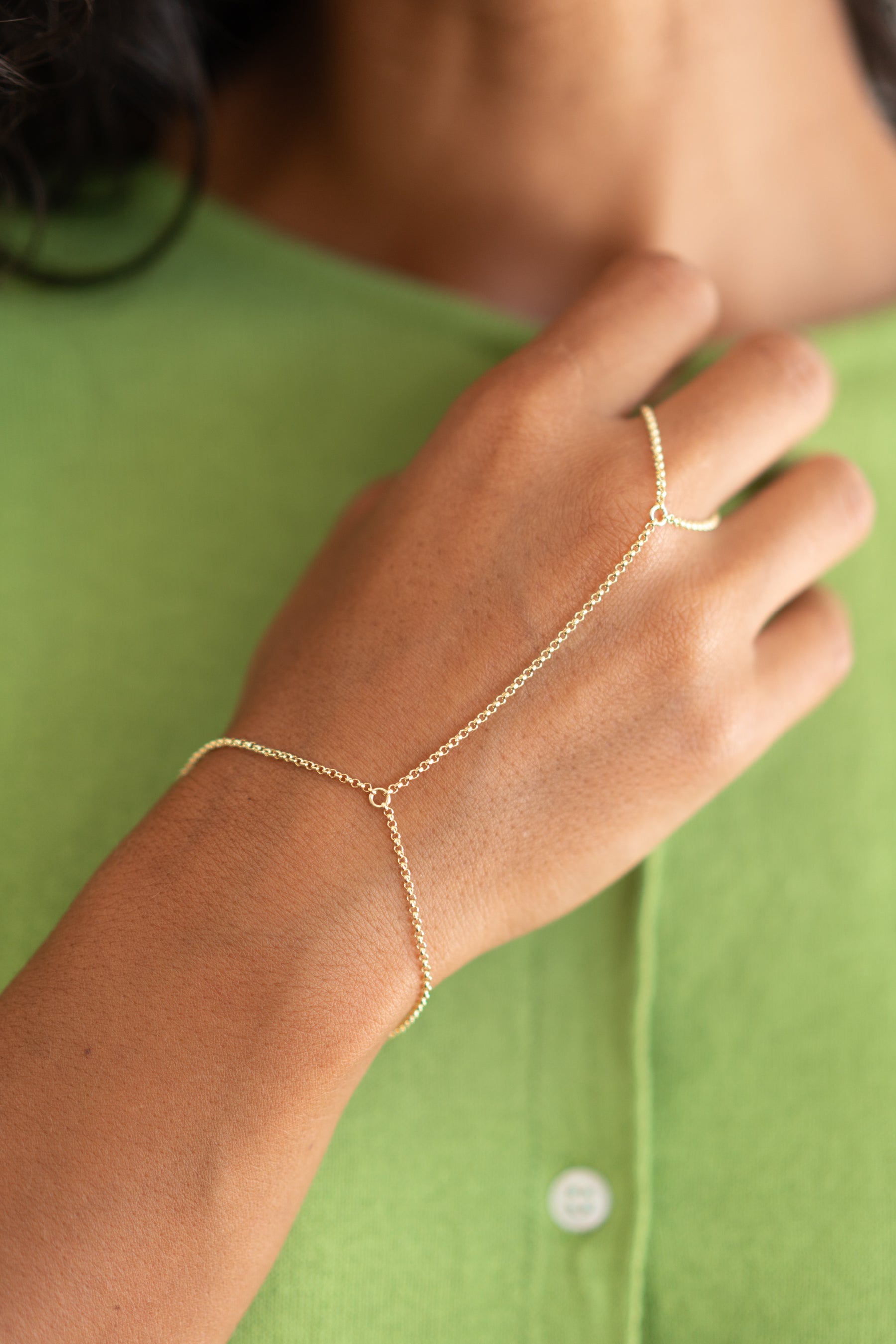 Gold Rolo Hand Chain