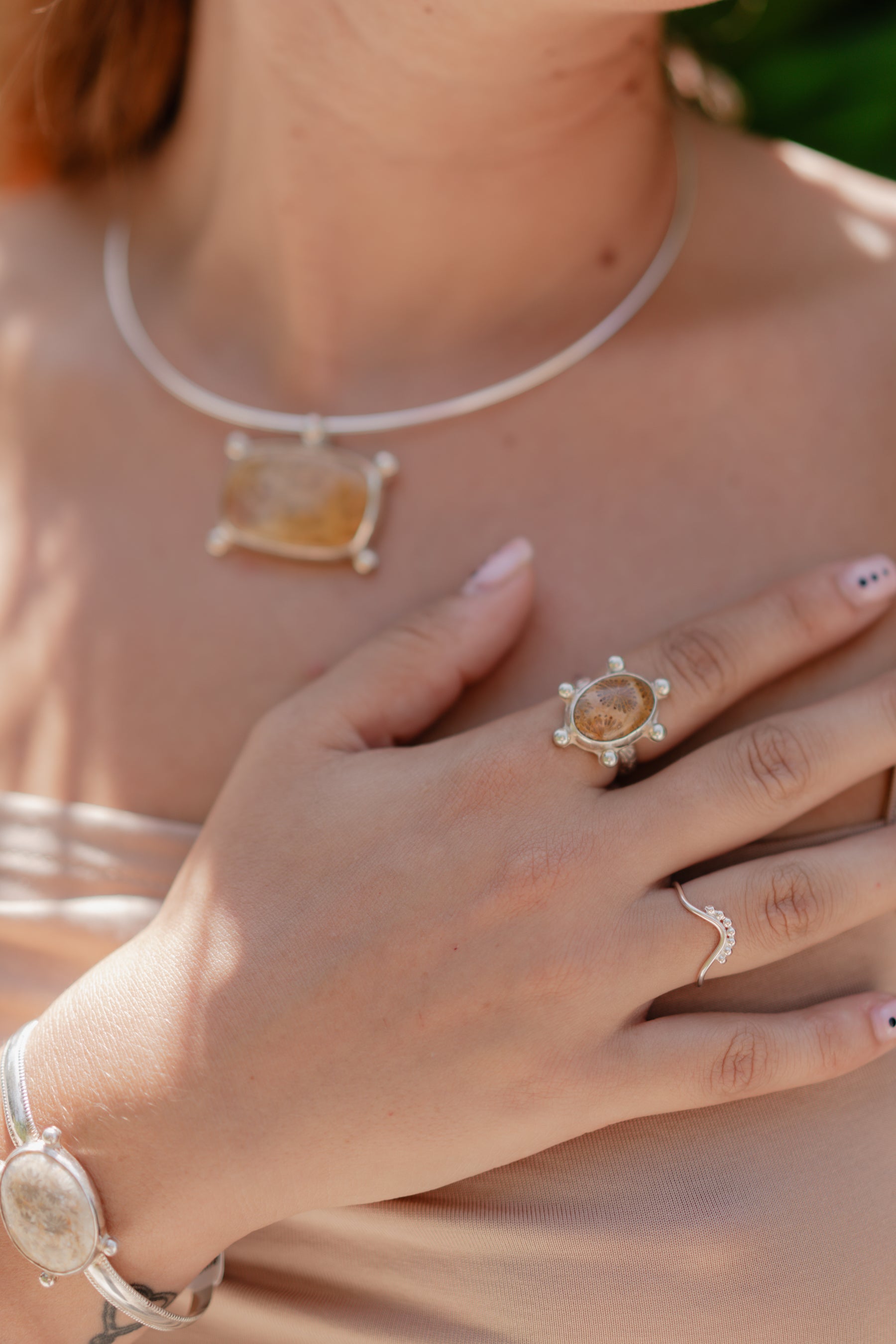 Sunshine Fossilized Coral Ring