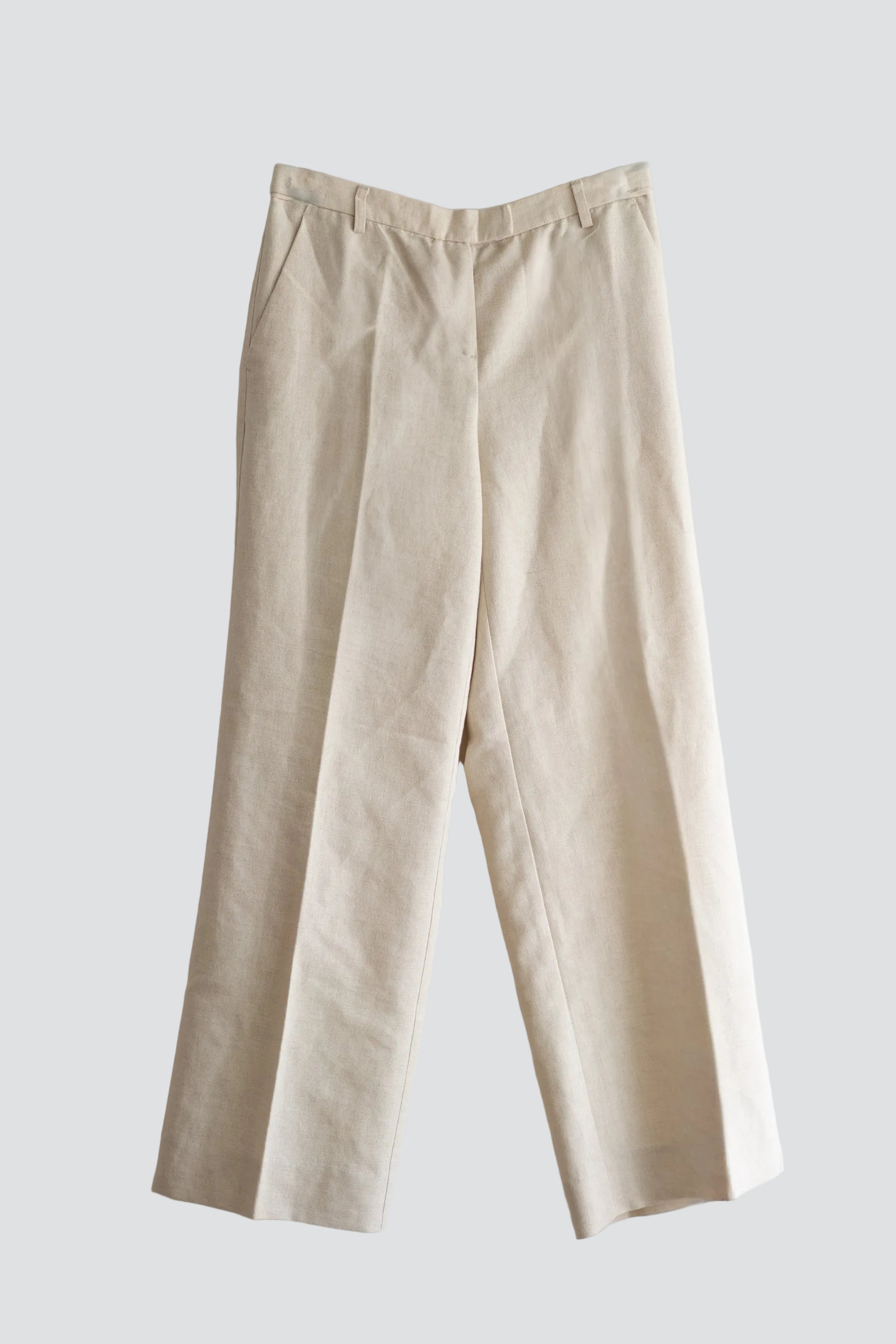Beige Plain Trouser