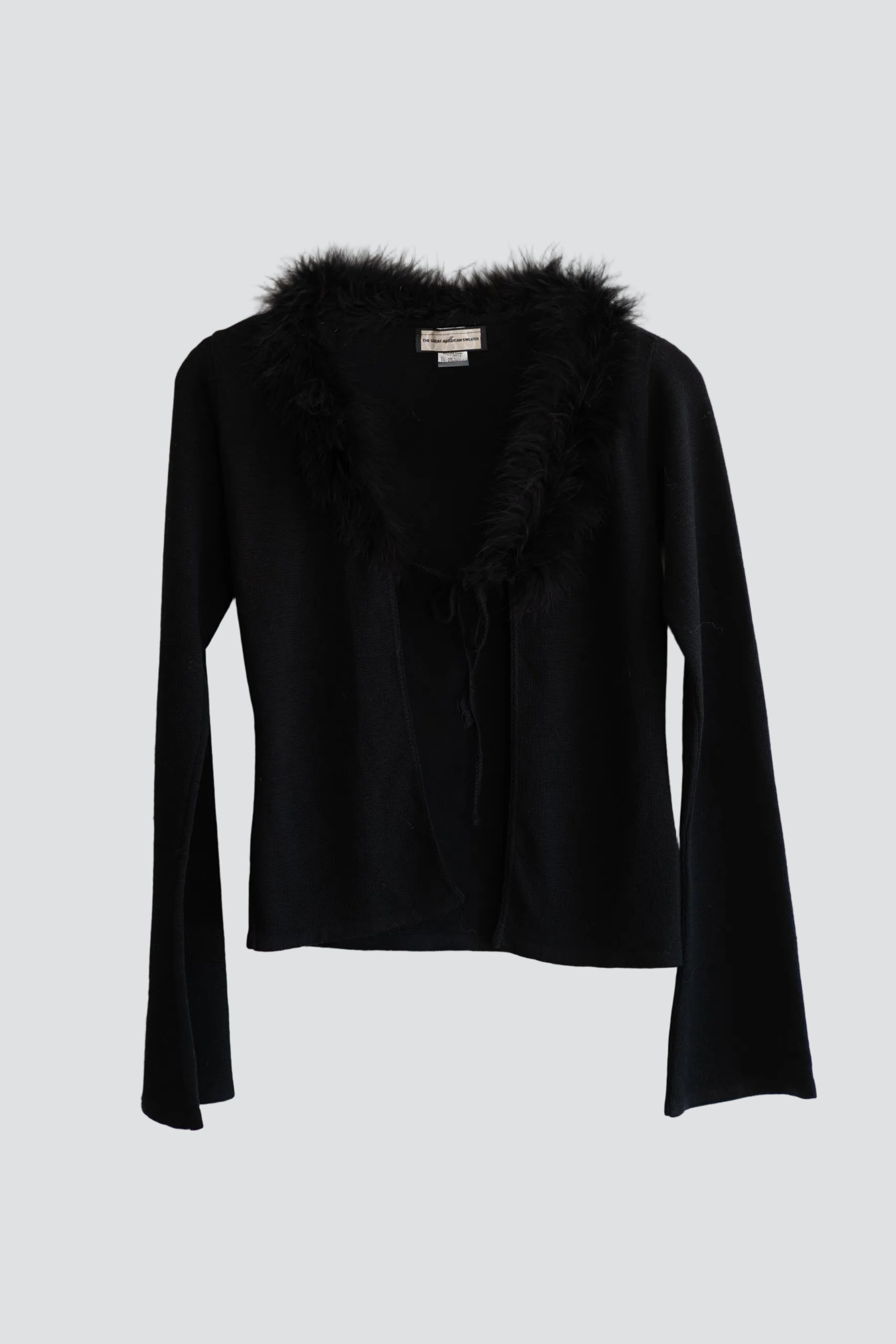 Black Feather Collar Cardigan
