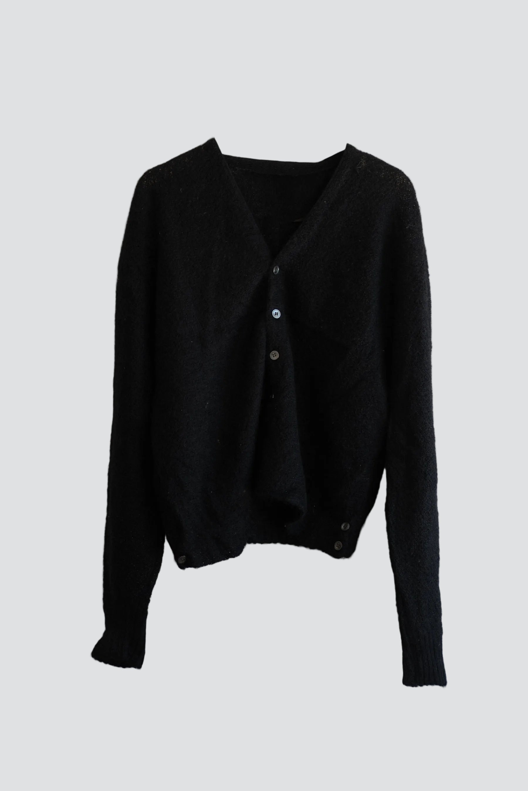 Black Nubby Wool Cardigan