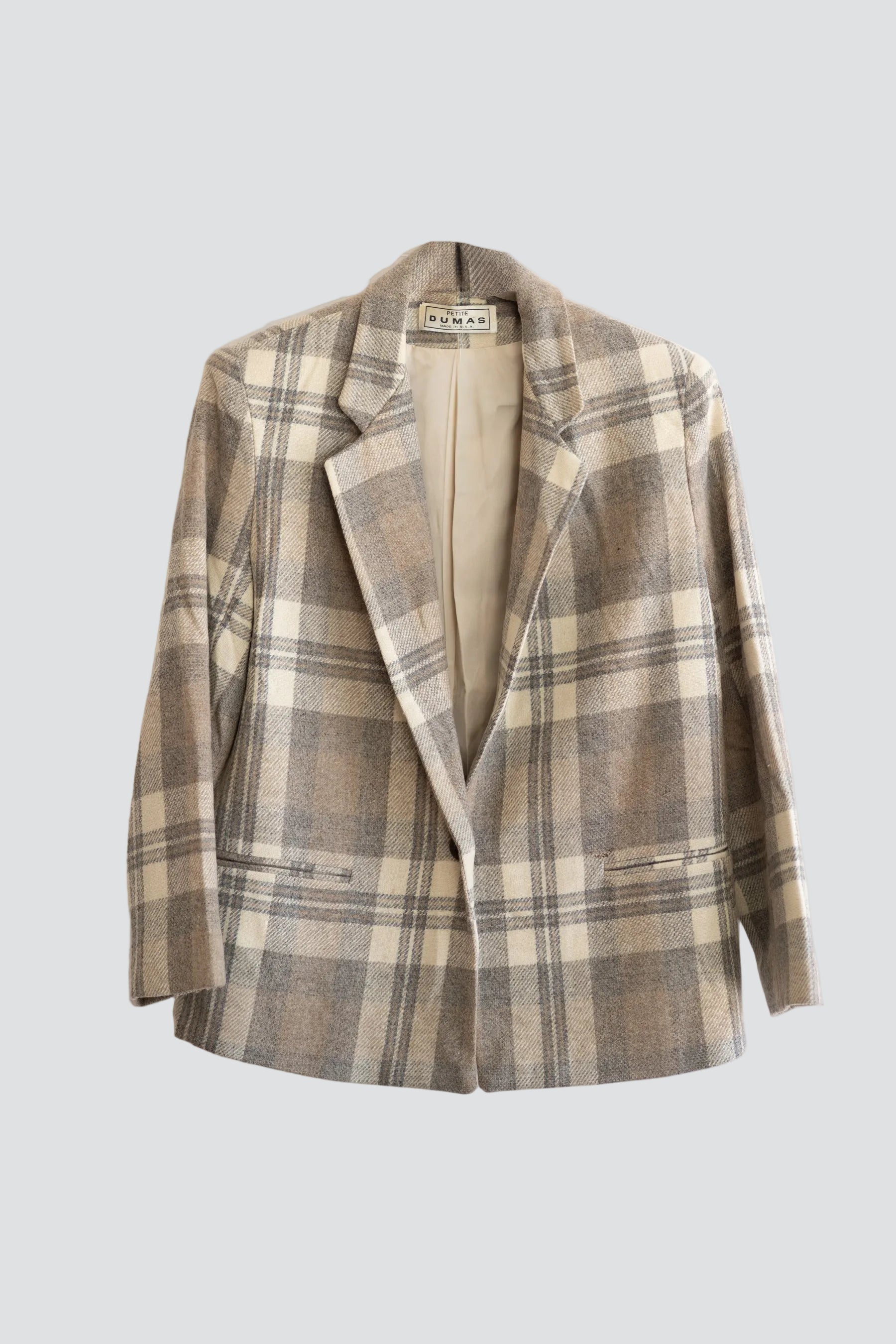 Grey Plaid Wool Dumas Blazer