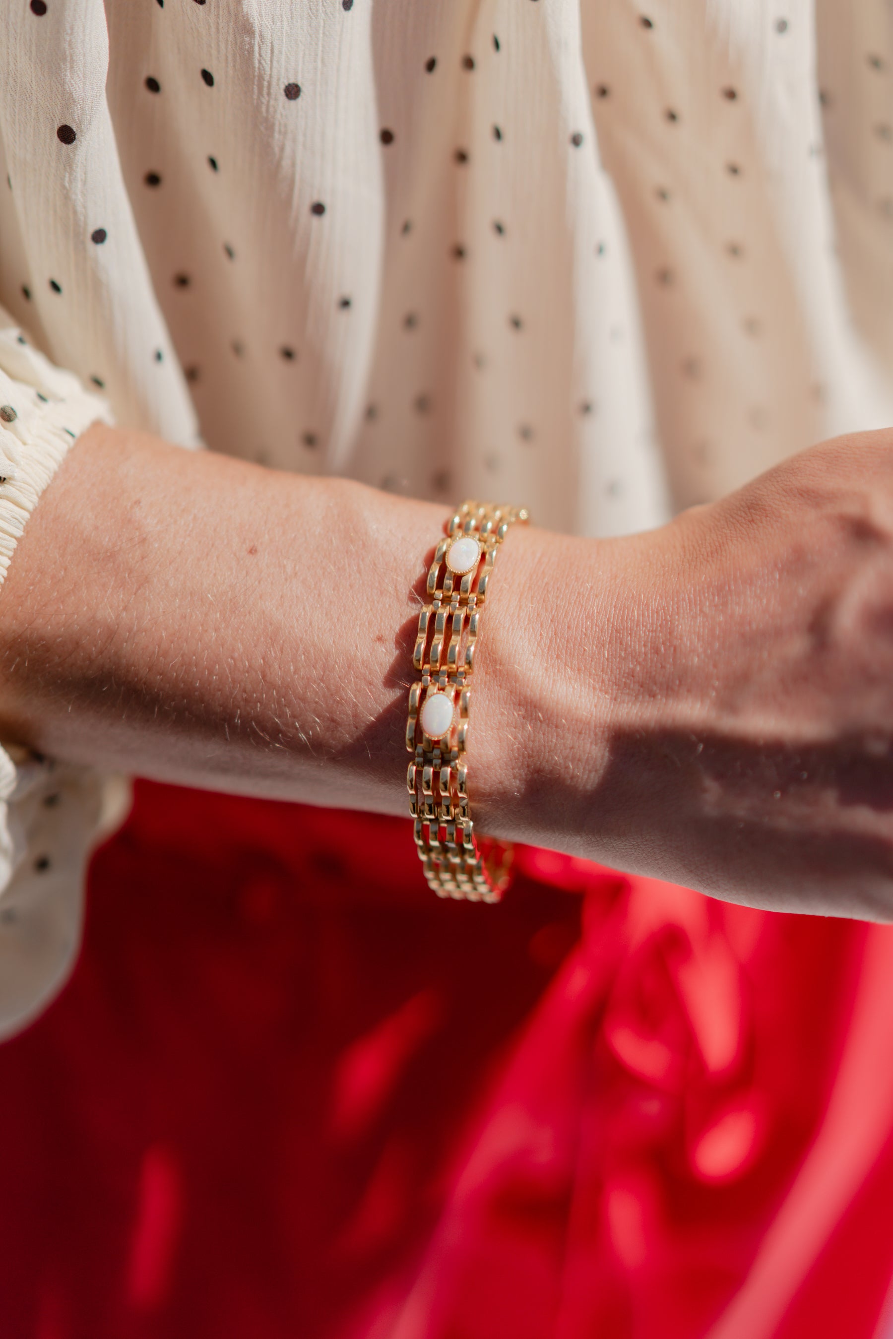 Gold + Opal Wavy Bracelet
