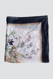 Black Floral Silk Scarf