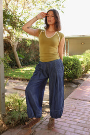 Blue Dusk Moonflower Balloon Jean