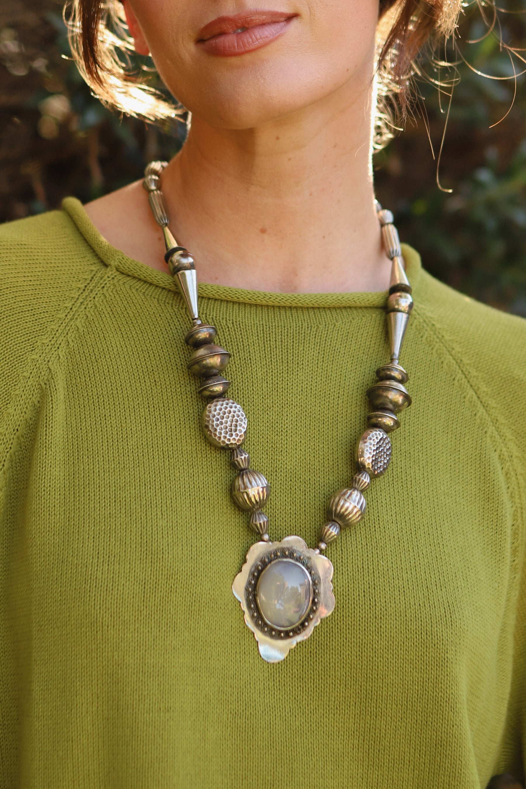 Silver Shapes Statement Necklace