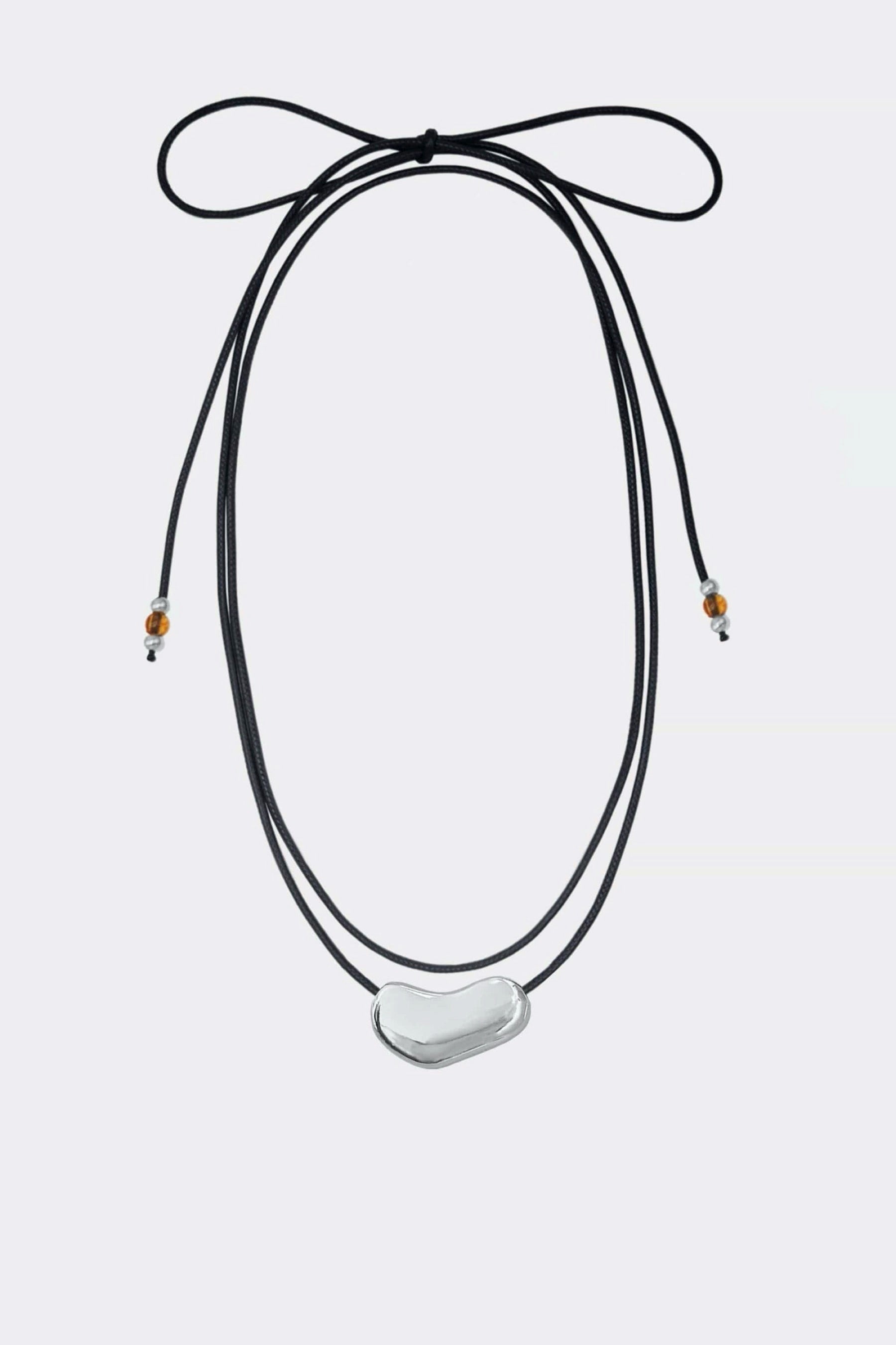 Silver Nugget Cord Necklace