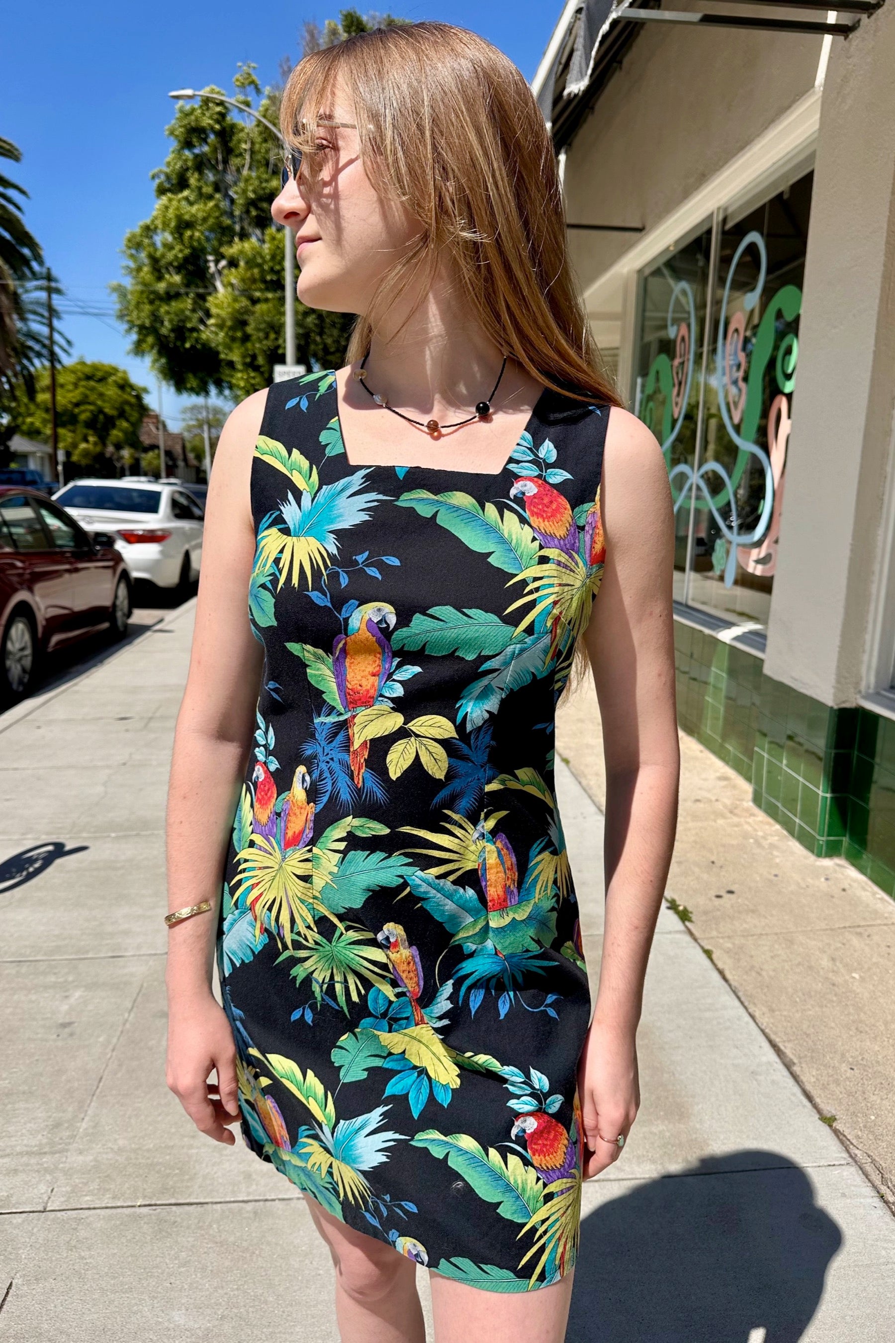 Tropical Parrot Mini Dress