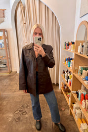 Brown Leather Uniform Jacket