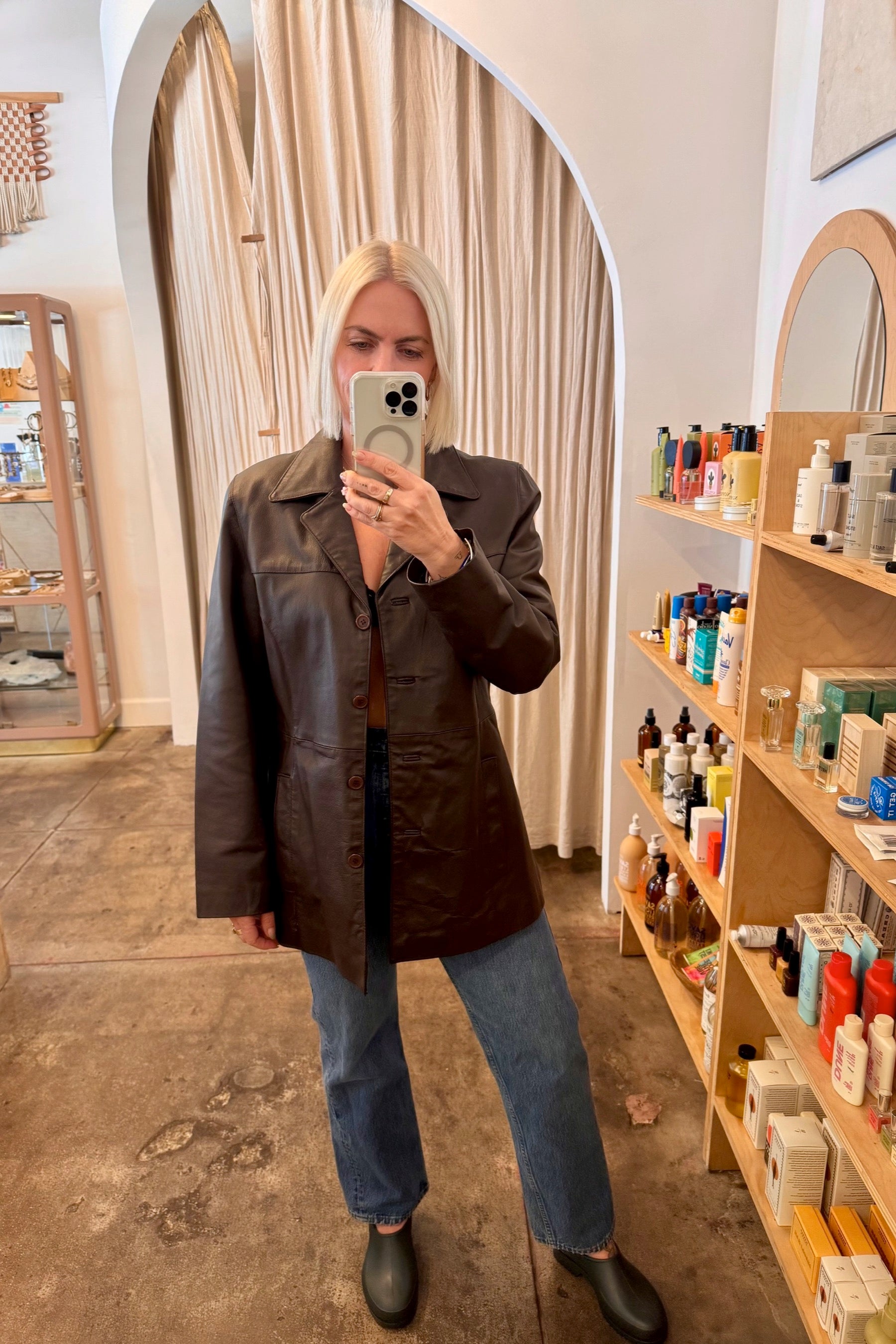 Brown Leather Uniform Jacket