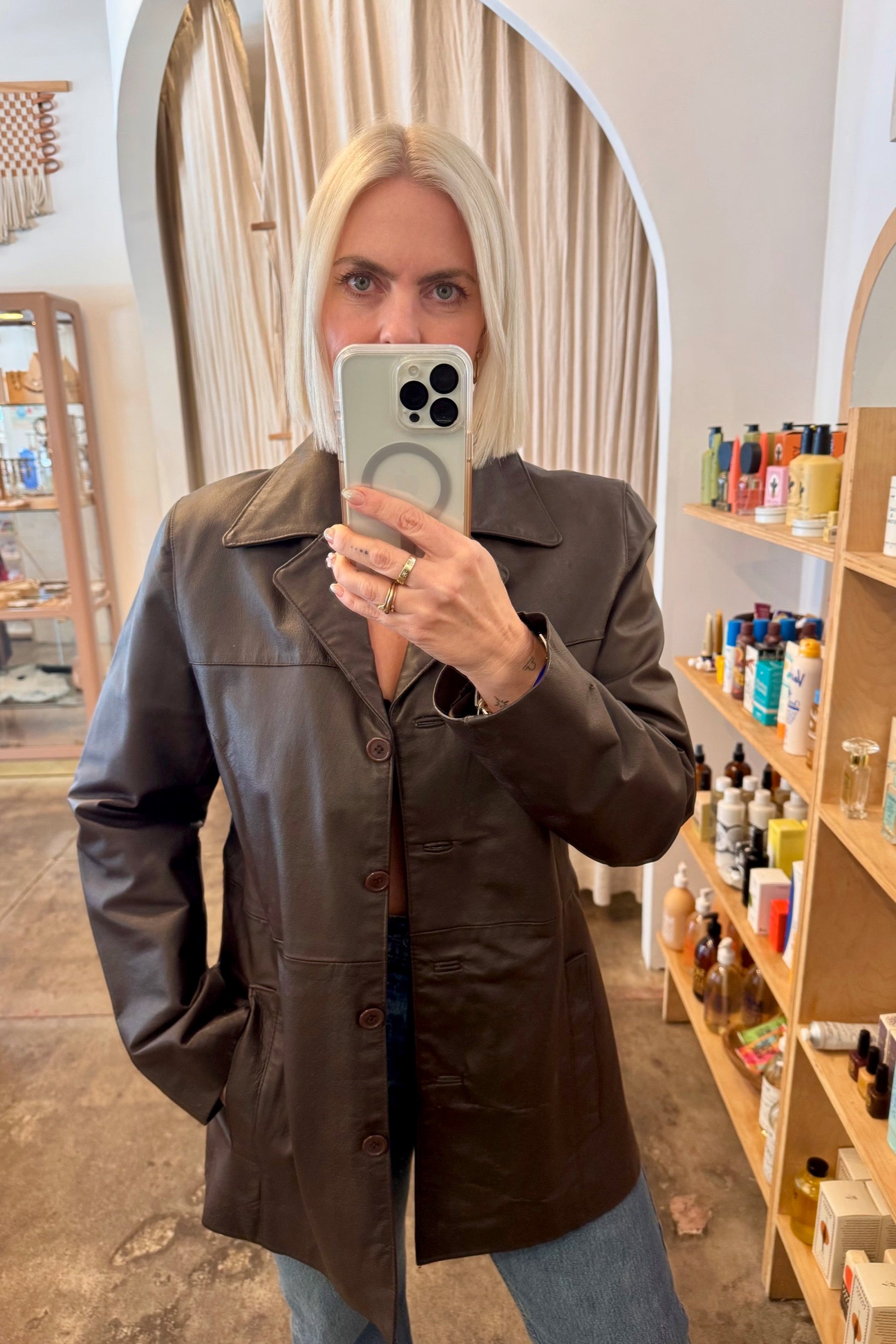 Brown Leather Uniform Jacket