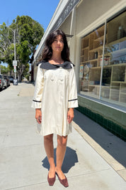 Ivory + Black Silk Coat