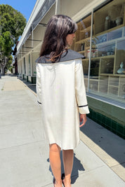 Ivory + Black Silk Coat
